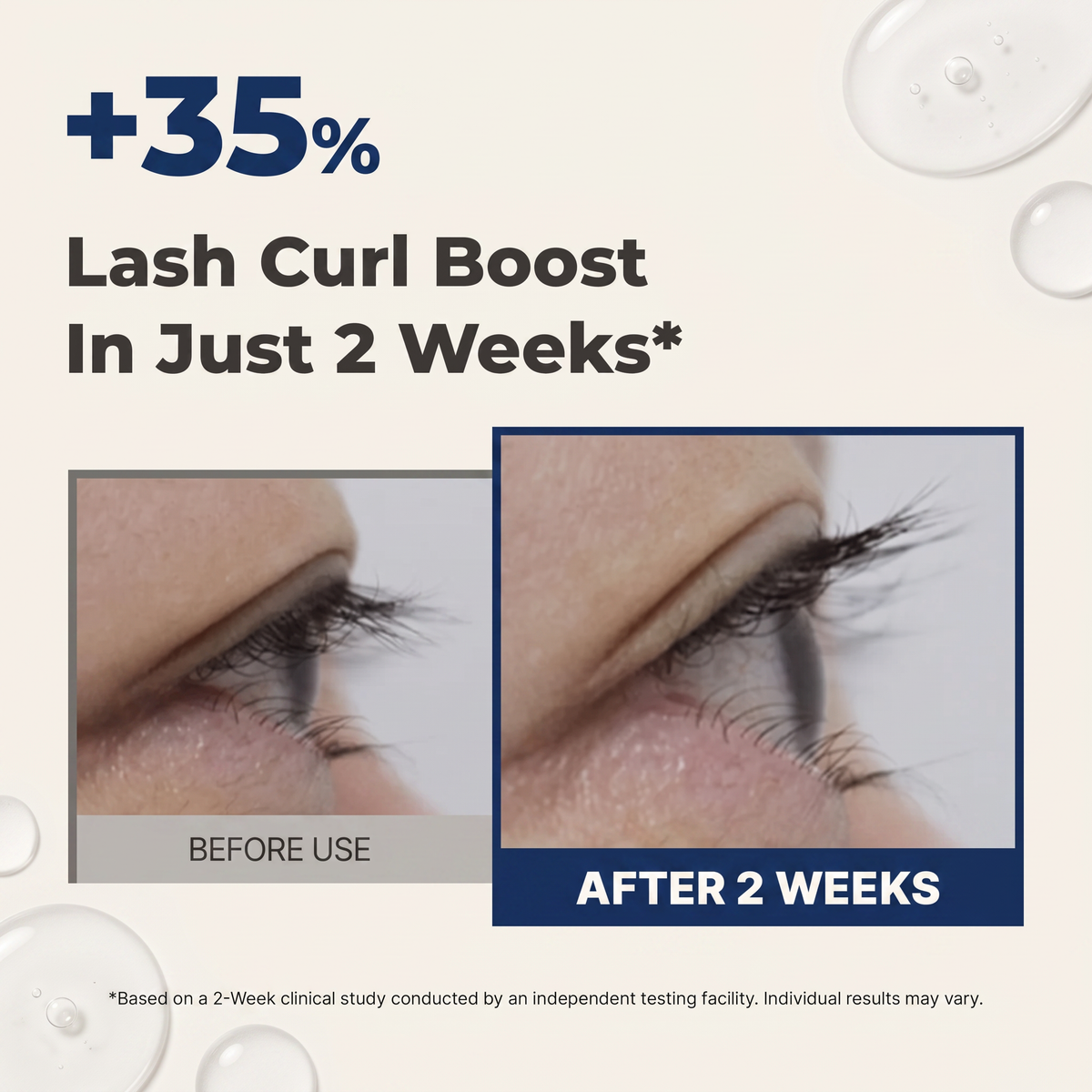 Lash curl before use and after 2 weeks