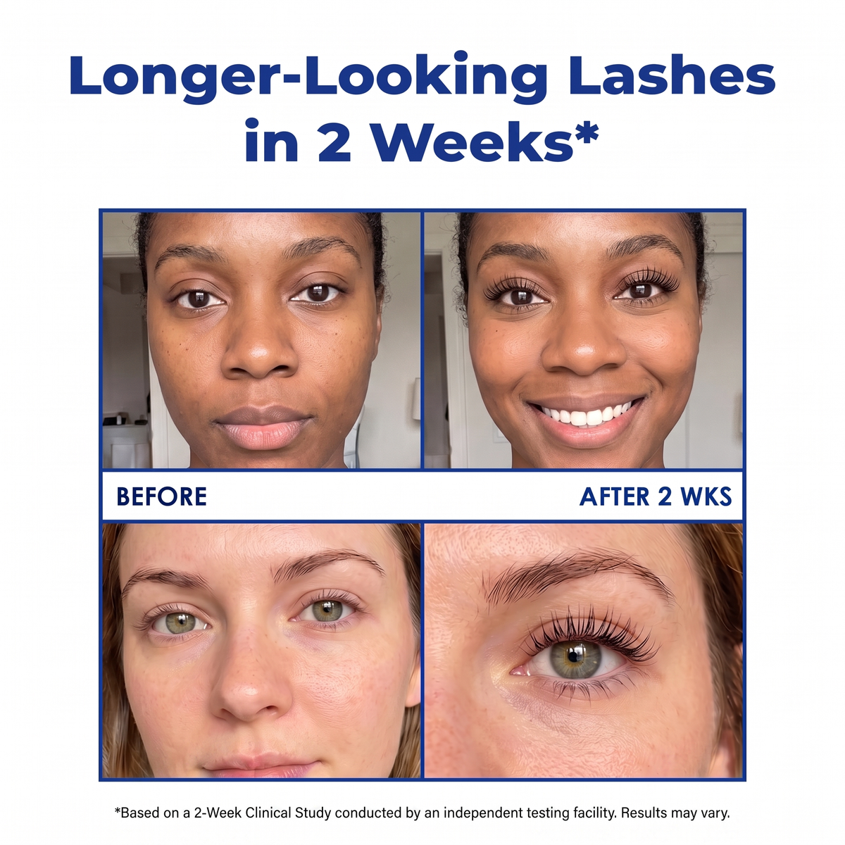 Lashes before and after 2 weeks of Epais serum