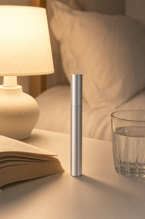 Lash serum on a bedside table
